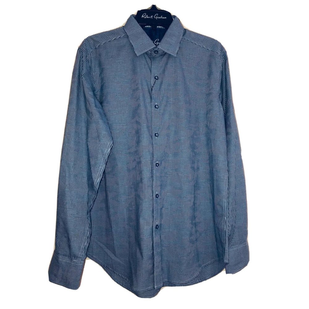 Robert‎ Graham Mens Small ORSON Blue Check Long Sleeve Button Up Shirt NWT